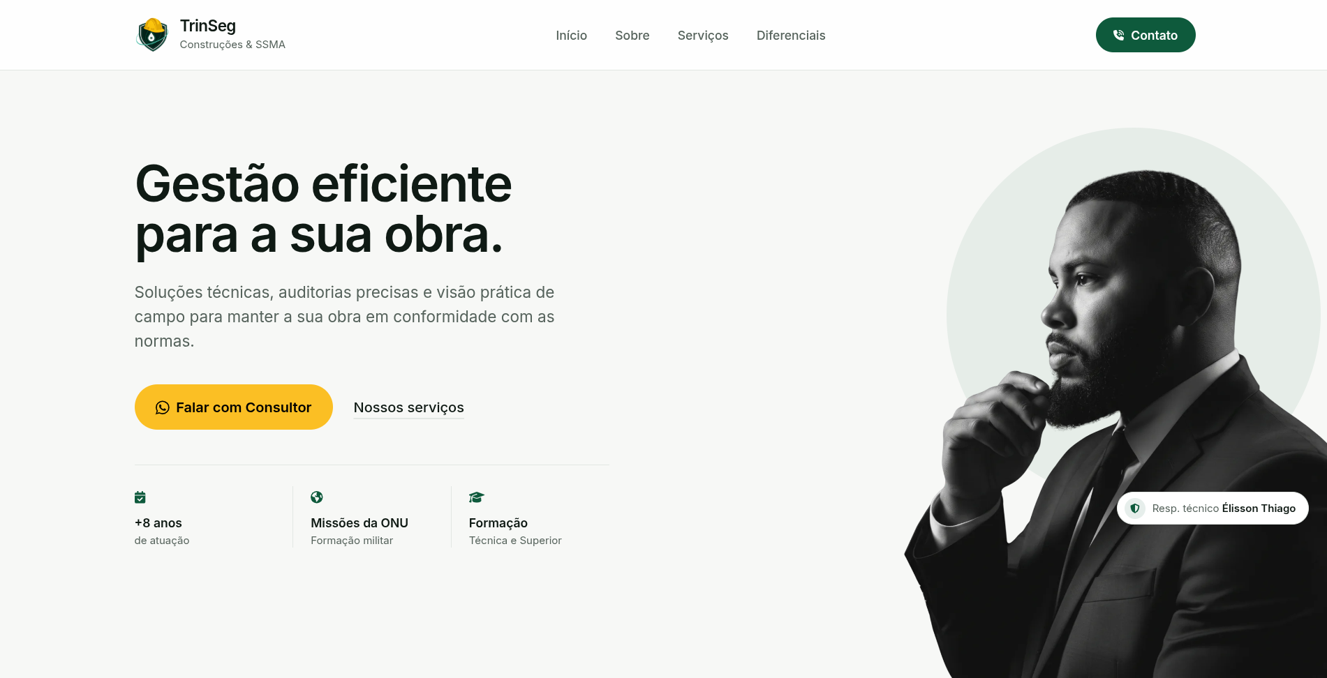 Site da TrinSeg Construções & SSMA